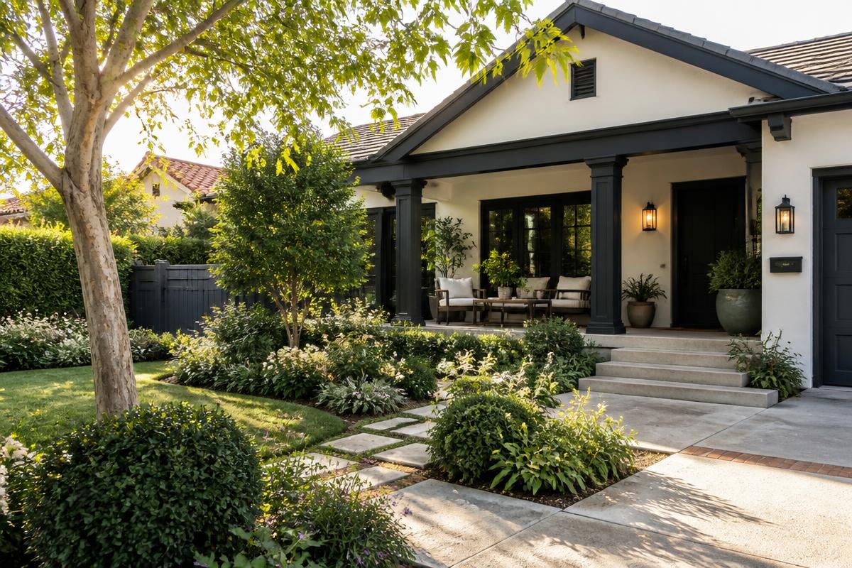 Beautifully maintained Los Angeles home with manicured yard and porch